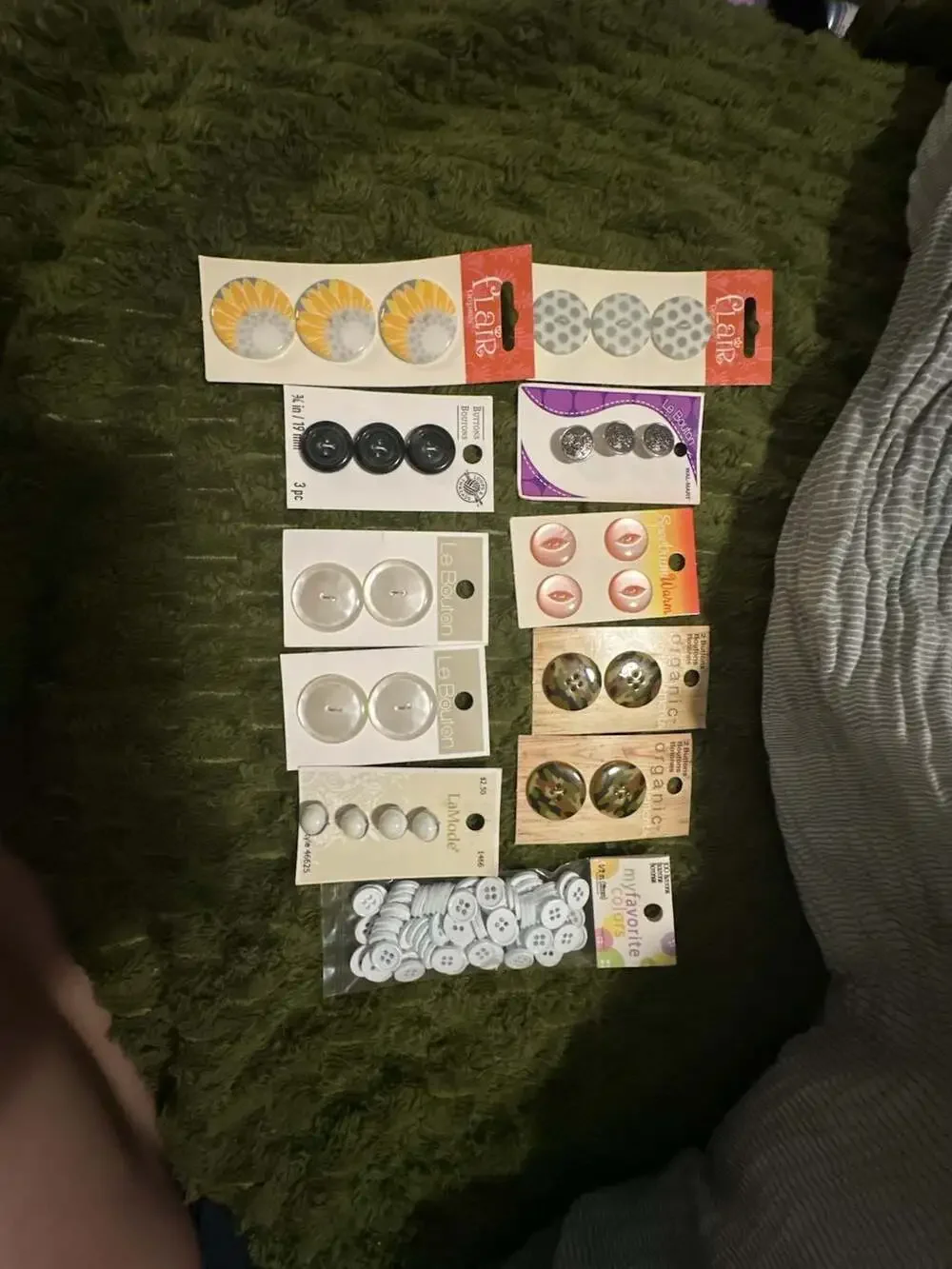 Lot Mixed Sewing Buttons, Various Brands Including Flair, LaMode, and Le Bouton